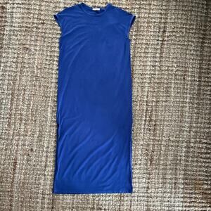 Marine Layer Maxi Dress Blue T Shirt Dress Side Slit Cap Sleeve S Capsule